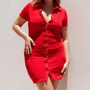 ELODY SHORT SLEEVE MINI DRESS RED